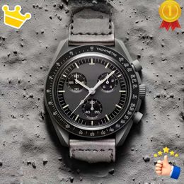 Planet Moon Bioceramic Mens Hoge kwaliteit Volledige functie Chronograph Watch Mission to Mercury 42mm Nylon Designer Watches Quartz Clock Relogio met Box ES