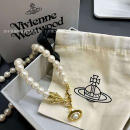 Collier planète collier de créateur pour femme Vivienen bijoux de luxe Viviane Westwood nouvelle reine mère l'année du Loong Limited pendentif Saturn collier de perles Ou