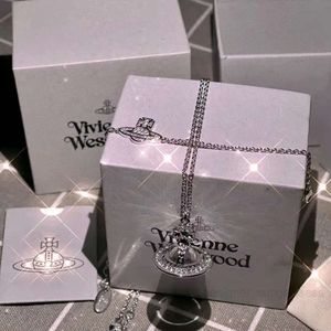 Planeet ketting Designer ketting voor vrouwen Vivienen Luxe sieraden Viviane Westwood Vivienne de Western zit vol met diamanten Transparant driedimensionaal Orb Sa