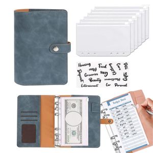 Organisateur de planificateur 6 Anneaux Binder en cuir Note de couverture Budget Couverture et 12 pi￨ces Fiches de d￩pense