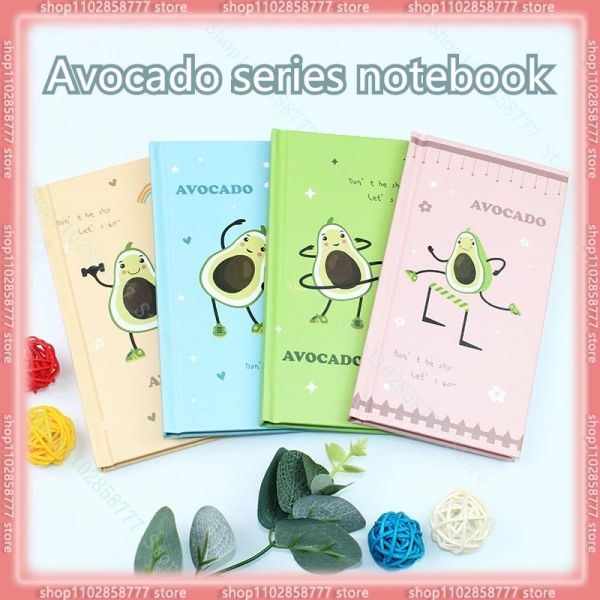 Planificadores New Little Fresh Notebook Set Box Pen Kawaii Aguacate Serie de dibujos animados de dibujos animados para niños Suministros para estudiantes creativos