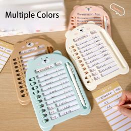 Planificadores Tulx Cute Bear Autodisciplina Tarjeta de perforación Portable Portable Board Board Board reutilizable a Lista de tareas Notorbooke Life Life Daily Planner