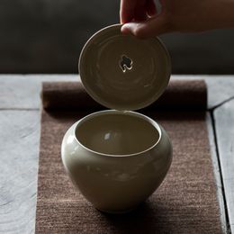 Plant Ash Glaze Japanse keramische theebasin thee residuen vat met tin deksel thee bassin cup wassen kung fu thee ceremonie gebruiksvoorwerpen