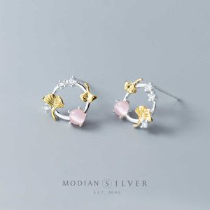 Plant bloem oorknopjes voor vrouwen 925 Sterling zilveren mode opaal oor pins sieraden met oordopjes 210707