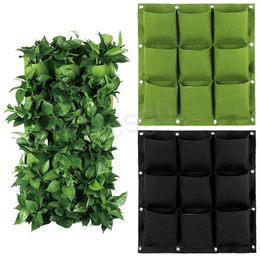 Bolsas de cultivo de plantas Macetas Bolsas de cultivo de flores verdes montadas en la pared Bolsas de macetas de plántulas no tejidas vegetales Suministros de jardín BH6486 WLY