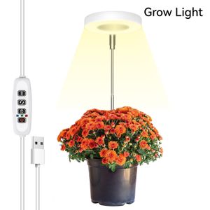 Lampe de culture LED à spectre complet pour plantes d'intérieur, anneau halo de lumière du jour réglable en hauteur, USB 5 V, pour petite plante, lumière, fleur succulente, décoration d'intérieur