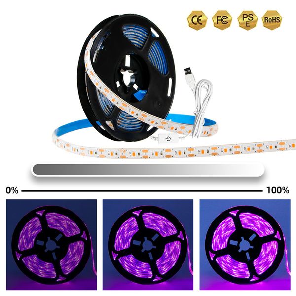 Luces para cultivo de plantas, 1M, 2M, 3M, lámpara Phyto resistente al agua, interruptor con Sensor táctil, cinta LED para plantas para jardín, invernadero, semillas, cultivo de flores