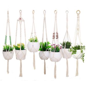 Plante cintre coton corde tressée intérieur extérieur Pot de fleur suspendu planteur panier Net poche maison jardin décoration