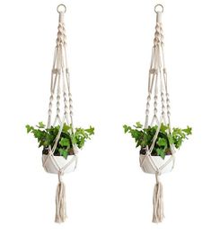 Crochet de suspension pour plantes, Pot de fleur, tricot fait à la main, cordage fin naturel, support de jardinière, panier, décoration de balcon de jardin de maison 6337555