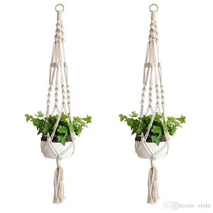 Plant Hanger Haak Bloempot Handgemaakte Breien Natuurlijke Fijne Cordage Planter Houder Mand Thuis Tuin Balkon Decoratie DHL