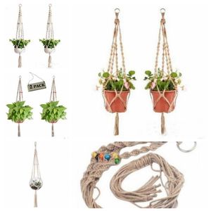 Colgadores de plantas Cuerda de macramé Soporte para macetas Cuerda Colgante de pared Maceta Cesta colgante Soportes para plantas Maceta de interior Cesta de elevación GYL07