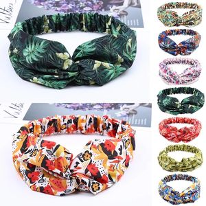 Plant Serie hoofdband bloemenprint vrouwen tulband kopscherm elegante vintage geknoopte sport yoga haarband haaraccessoires