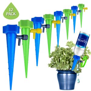 Dispositivos de riego automático para bebederos de plantas, picos de riego para plantas de vacaciones, sistema automático de estacas de agua para riego por goteo (paquete de 12) LL