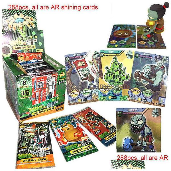 Plant Zombies Shining Cards Flash Board Card Vs Table Ar Juego Álbum Colecciones Juguetes para niños Regalos G220311 Drop Entrega DHWBL