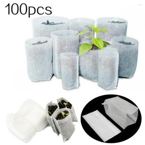 Jardinières 100 pièces biodégradables pépinière plante sacs de culture tissus non tissés pots de semis jardin jardinage