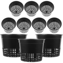 Jardinières 10 pièces Pots de pépinière tasses hydroponiques maille filet tasses robuste léger rond fendu maille paniers hydroponiques pour la maison