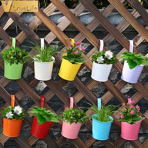 Plantenbakken 10 Stuks Muur Opknoping Metalen Bloem Met Handvat Ijzeren Balkon Verticale Emmer Houder Home Decor Tuin Potten 230506