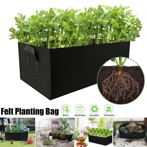 Macetas rectangulares negras para jardín, bolsa para cultivo de plantas, maceta para verduras, bolsas para patatas, ecológicas para ornamentales