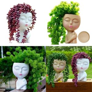 Jardinières Sculpture de fille, plante en pot pour bureau, petite plante, ornement de jardin, décoration ludique intérieure et extérieure