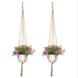 Plantenbakken Handgemaakte Macrame Bloempot Opknoping Mand Geknoopt Touw Bloempot Netto Zak Tuinbouw Thuis Deur Balkon Binnenplaats Tuin Decor