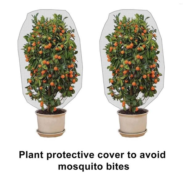 Macetas, malla de red de barrera para insectos y pájaros con cordón, cubierta para plantas de jardín de 59x39 pulgadas para proteger frutas y flores