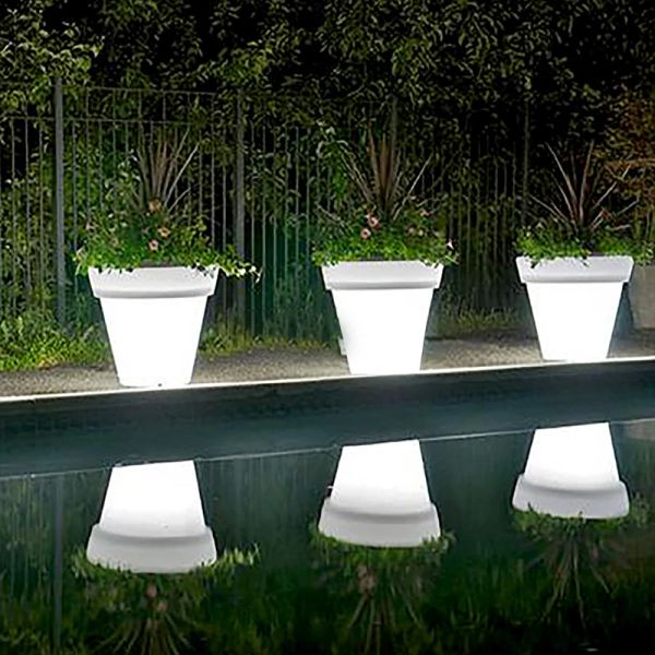 Planteurs Nouvelle énergie solaire LED Pot de fleurs en plein air jardin paysage lampe éclairage Pot de fleur double illuminé planteur Vase cour décoration