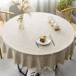 Jardinières Plaid coton lin nappe ronde mariage hôtel Banquet tissu couverture de Table salle à manger intérieure cuisine décoration extérieure