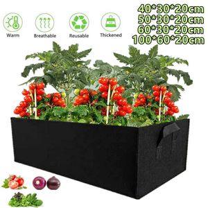 Planters potten 1/2/3 rechthoekige plantengroeibassen met handgrepen buitenstof bloempotten voor bloemen groenten en tuinplanten groeipassenq240517