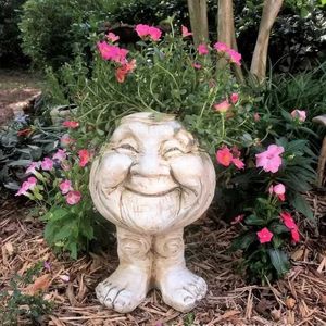 Planteurs Pots 1 Muggely Facial Sculpture Plante Resin moldu intéressant exprimant des pots de fleurs jardins familiaux Courté décorations Q240429