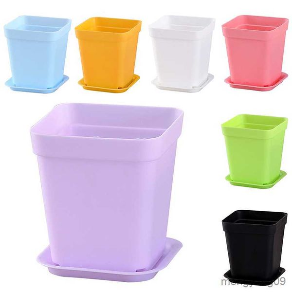 Jardinières Pots 10 Pcs Mini Pots De Fleurs Y Compris Plateau Vase Jardin Décoration De La Maison Carré Fleur Bonsaï Jardinière Pot De Pépinière Pots De Plantes En Plastique R230620