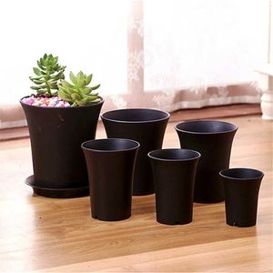 Planteurs Pots 10 pièces / ensemble de pots de fleurs en plastique circulaires réutilisables plante blanche / noire usagée pour les produits de décoration de jardin à domicile Q240429