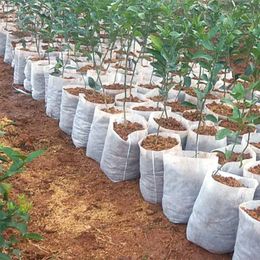 Macetas Macetas 100 piezas Tela no tejida biodegradable Bolsas para cultivo de plantas de vivero Maceta para cultivo de plántulas Bolsa de ventilación ecológica