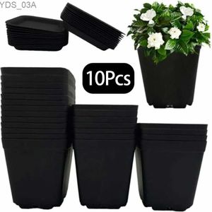 Plantenbakken Potten 10 stuks Zwart Multi Vierkant Kwekerij Bloempotten Plastic Plant Pot Met Kwekerij Creatieve Kleine Vierkante Potten Voor Succulenten 240325