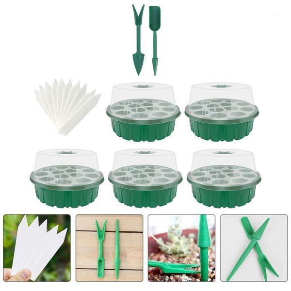 Macetas, 17 Uds., cajas de germinación para vivero de plantas de 13 celdas, Kit de propagación para jardín interior