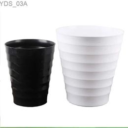 Pots de jardinières 1 pièce avec plateau, Style Simple, Imitation céramique, ligne noire et blanche, Pot de fleur en plastique PE 240325