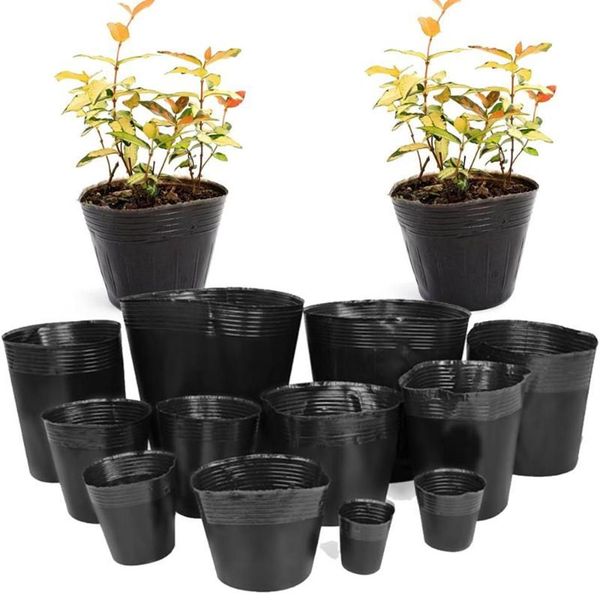 Planters Pots 20-300PCS 15 tailles de pots de culture en plastique pour pépinière, sacs de plantation de jardin pour légumes, fleurs, conteneur de plantes Sta247d