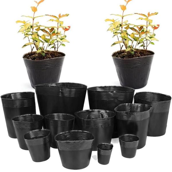 Planters Pots 20-300PCS 15 tailles de plastique cultiver des pots de pépinière sacs de plantation de jardin pour légumes fleurs conteneur de plantes Sta199r