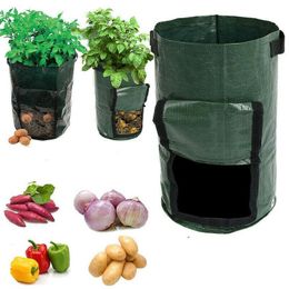 Planters Potten 2 stks Plant Grow Bags Huis Tuin Aardappel Pot Groente Groente Groeiende Hydraterende Verticale Tas Zaailing