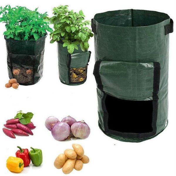 Jardinières pots 2pcs plante cultiver sacs maison jardin pomme de terre pot serre légumes de croissance hydratante sac vertical semis 208h