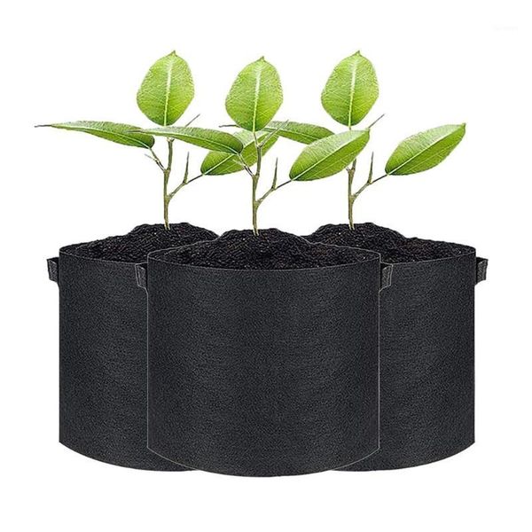 Lot de 3 pots de jardinières en tissu non tissé épais de 7 gallons avec poignées pour plantes, légumes, jardin, extérieur ou intérieur.