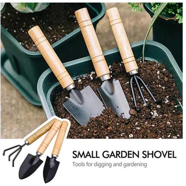 Jardinières pots 3pcs mini outils de jardin pelle rasage bisse erramientas Bonsai Set en bois poignée pour les fleurs plantation de plantes en pot plantation