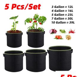 Pots de jardinières 5 Buah 3 4 7 10 Galon Merasa Tas Tumbuh Kain Berkebun Sayuran Tomat Penanam Taman Kentang Menanam L230510 Drop Deliv Dhai9