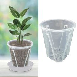 Planters Pots 5 stuks transparante plantenbakken met wortelregeling Ademend plastic Q240429