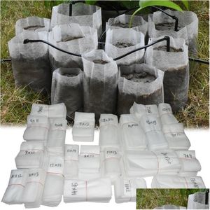 Macetas Pots 50-100pcs plantas plántulas bolsas de cultivo de hongos biodegradables no tejidas tela de guardería ecológica dro dhkog