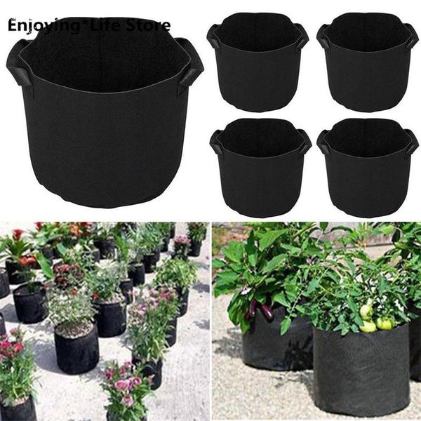 Jardinières Pots 5 pièces noir jardin plante sac de culture légume Pot de fleur jardinière bricolage pomme de terre lavable et réutilisable