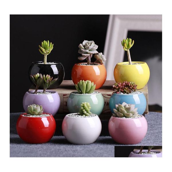 Jardinières Pots 9 Couleurs En Céramique Succents Pot De Fleur Petite Boule Ronde Blanc Porcelaine Couleur Mini Creative Drop Livraison Maison Jardin Ot9Vj