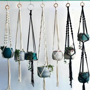 Jardinières Pots Arrivée 100% Main Macramé Plant Hanger Pot Holder Hanging Pour La Maison Jardin