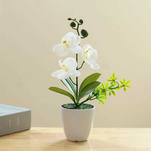 Planteurs Pots Artificiel Phalaenopsis Orchid Bonsai Plastic Fake Plant Outdoor Bureau Potted Plant Home Wedding Party Party