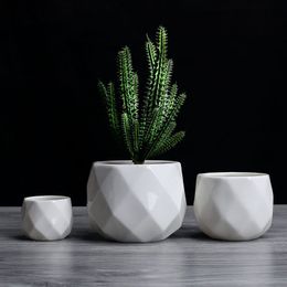 Planters potten creatieve keramische diamant geometrische bloemenpot eenvoudige sappige plantencontainer groen plantenbakken kleine bonsai potten huizendecoratie 230508