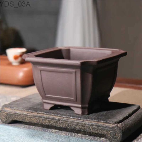 Jardinières Pots créatif yixing purpre sable fleur pot carré céramique bonsaï pot ménage de bureau chinois de style chinois pot 1pcsle915 240325